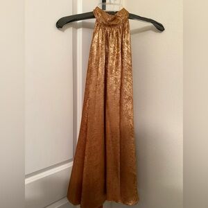 Elegant Gold Halter Dress